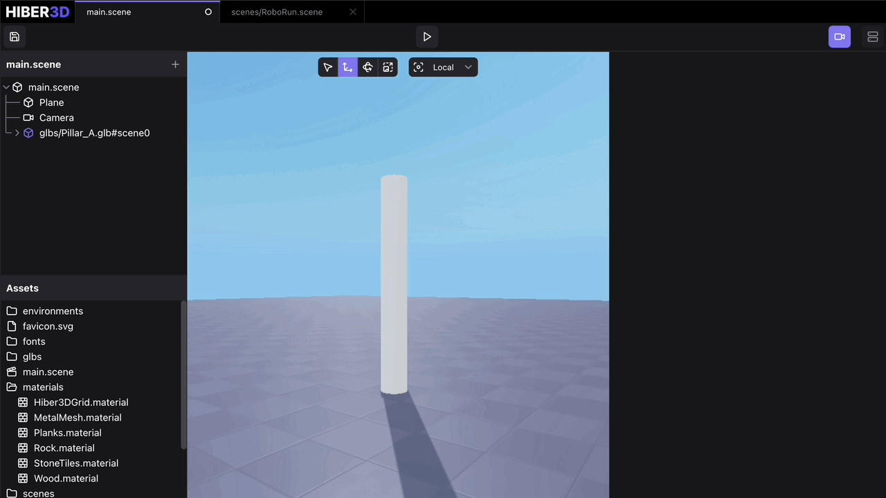 Drag and drop a .glb file into the scene