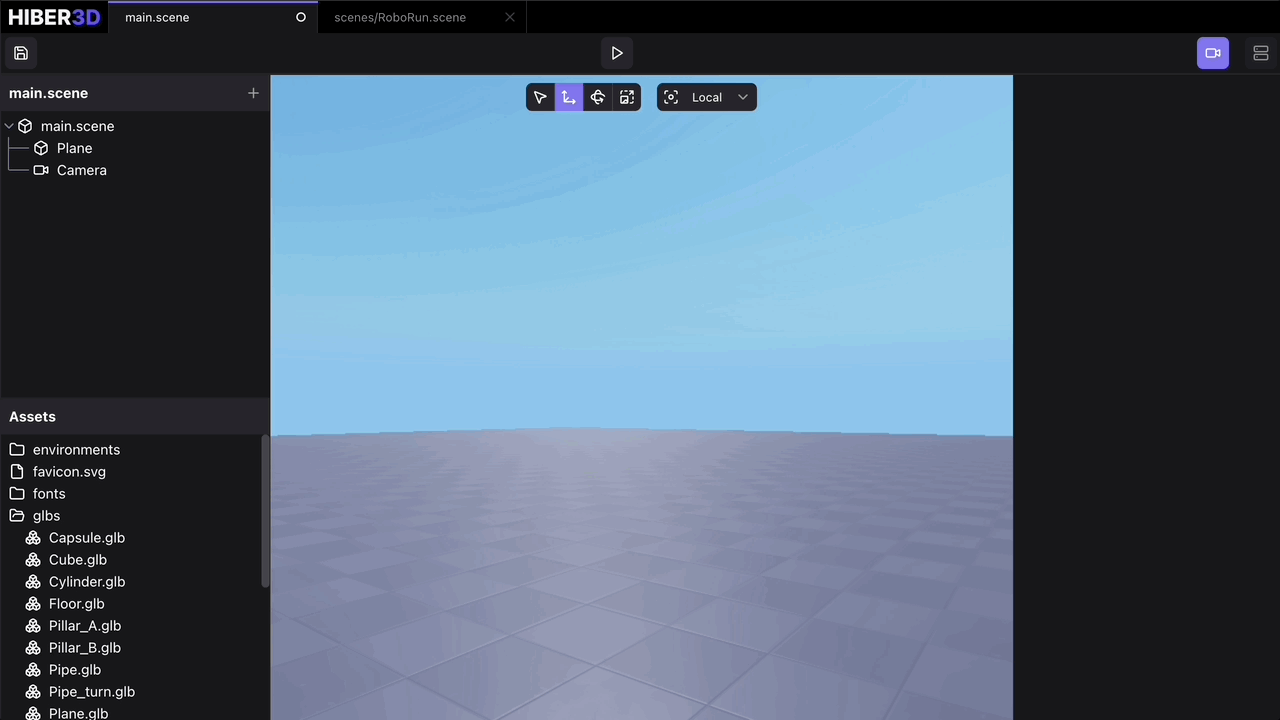 Drag and drop a .glb file into the scene
